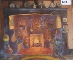 Cottage Interior by Guy Lipscombe, oil on canvas, sold Oct 2019