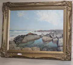 Coastal landscape by Cecil Thornley Stewart, oil on board, sold Oct 2019