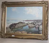 Coastal landscape by Cecil Thornley Stewart, oil on board, sold Oct 2019
