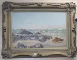 Coastal landscape by Cecil Thornley Stewart, oil on board, sold Oct 2019