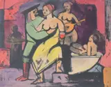Brothel scene by Sydney Horne Shepherd, ink and watercolour, sold Oct 2019