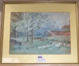 Ducks on a river bank by Mariquita Jenny Moberly Aswa, watercolour, sold Oct 2019