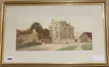 The Farm and Coupland Castle, Newcastle and Brough Castle, Westmoreland, monogrammed, 17 x 35cm by James Lawson Stewart, watercolor, sold Oct 2019