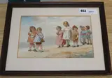 Study of children walking on a path by Winifred Wimbush, watercolour, sold Oct 2019