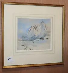 Alpine landscape by Herbert Moxon Cook, watercolour, sold Oct 2019