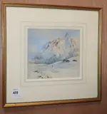 Alpine landscape by Herbert Moxon Cook, watercolour, sold Oct 2019