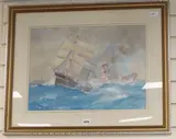 Shipping in Heavy Weather in the Channel by Charles E. Turner, watercolour, offered Oct 2019