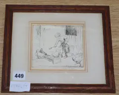 Girl feeding chickens by Eileen Soper, etching, sold Oct 2019