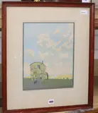 The Caravan by Hall Thorpe, woodcut, sold Oct 2019