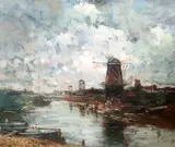 5 x 23.5in by Jacob Maris, oil on canvas, sold Oct 2019