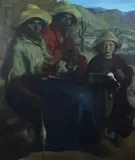 Puiska, Chuspa y Alfoyia' signed and dated 1921, inscribed verso 41 x 35in by Pompeyo Boggio, 1921, oil on canvas, sold Oct 2019