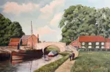 A figure and horse on a towpath pulling a barge by Michael Wood, Wood, offered Jan 2021