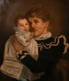 British, a portrait of a mother and child by G. Etheridge, oil on canvas, sold Jan 2021