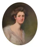 Channel Islands, a bust length study of an elegant lady by John St Helier Lander, oil on canvas, sold Jan 2021