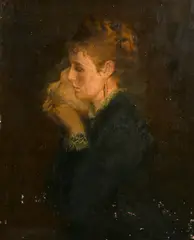A portrait of a Lady holding a dove by Annie L Robinson Swynnerton, oil on canvas, sold Jan 2021