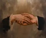 Belgian, A study of a gentleman and a lady's hands by Henri Hanneton, oil on panel, sold Jan 2021