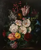 British, a still life of mixed flowers in a glass vase by Robert Dumont-Smith, oil on canvas, sold Jan 2021