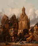 Bruges' and 'Fecamp by Henry Schafer, oil on canvas, sold Jan 2021