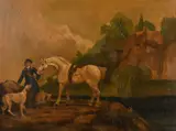 American, a female figure with a horse and dog in a rocky river landscape by Henry Todhunter, oil on canvas, offered Jan 2021