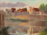 The River, Amboise by Esther Barbara Nicloux Kerr, oil on board, sold Jan 2021