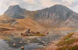 Harrison Stickle Paving Ark and Stickle Tarn by Arthur Terry Blamires, oil on board, sold Jan 2021