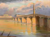 The Bridge, Blois' oil on board by Esther Barbara Nicloux Kerr, oil on board, sold Jan 2021