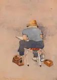 The Sketcher by Scott Brownrig, watercolour, offered Jan 2021