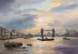 Morning on the Thames by Ashton Cannell, watercolour, sold Jan 2021