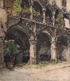 Kornmesserhaus in Bruck by Luigi Kasimir, etching, sold Jan 2021
