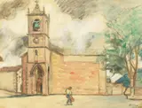 French by Robert Adrien Delétang, 1930, mixed media, sold Dec 2020