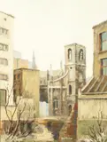 British, A view of a town with a river in the foreground by Gladys Denman, oil on board, offered Dec 2020