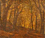 British, Pathway through a forest in Autumn by George Graham, oil on canvas, sold Dec 2020