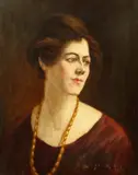 British, A bust length portrait of a Lady in a necklace by Henry Childe Pocock, oil on canvas, sold Dec 2020