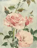 French, Two still life pictures of flowers, one pink roses, the other daffodils by Nan Greacen, oil on canvas, offered Dec 2020