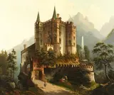 Continental, A pair of scenes of castles in dramatic landscapes by K. Herrle, oil on canvas, sold Dec 2020