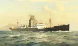 British, A steamship in choppy waters by Arthur James Wetherall Burgess, oil on canvas, sold Dec 2020