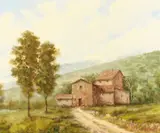 Italian, Farm buildings near Amalfi by Pasquale Esposito, oil on canvas, offered Dec 2020