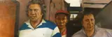Barrowboys' 2011, Three male figures by Ray Richardson, oil on canvas, offered Dec 2020