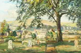 British, View of a town with hills beyond by Emily Beatrice Bland, oil on canvas, offered Dec 2020