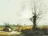 Sulgrave Evening by Peter Newcombe, watercolour, sold Dec 2020
