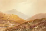 British, Sheep on a hillside with a distant rocky tor by Charles E. Hannaford, watercolour, offered Dec 2020