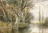 British, A pair of river landscapes by E. L. Herring, watercolour, sold Dec 2020