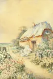 British, a thatched cottage with flowers in bloom by John Stannard, watercolour, offered Dec 2020