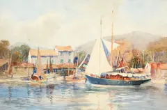British, a continental port seen with hills beyond by Arthur Netherwood, watercolour, offered Dec 2020