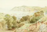British, A view of Lynton with a coastal landscape beyond by Ebenezer week Cook, watercolour, offered Dec 2020