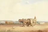 British, Figures with a horse and cart in the landscape by Ernest George Beach, watercolour, offered Dec 2020