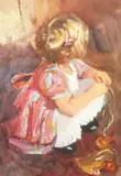 Ruby with Toy Duck by Dianne Flynn, watercolour, offered Dec 2020