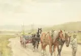 British, A figure and horses on a country road by Nathaniel Hughes John Baird, watercolour, offered Dec 2020