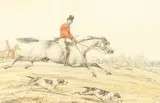 British, Huntsman on horseback following hounds by Henry Thomas Alken, watercolour and pencil, sold Dec 2020