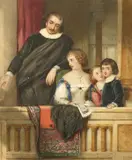 A Balcony in Venice During a Festival by Robert Humphry Giles, watercolour, sold Dec 2020